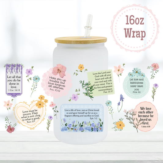 Love Bible Verses 16oz UVDTF Cup Wrap