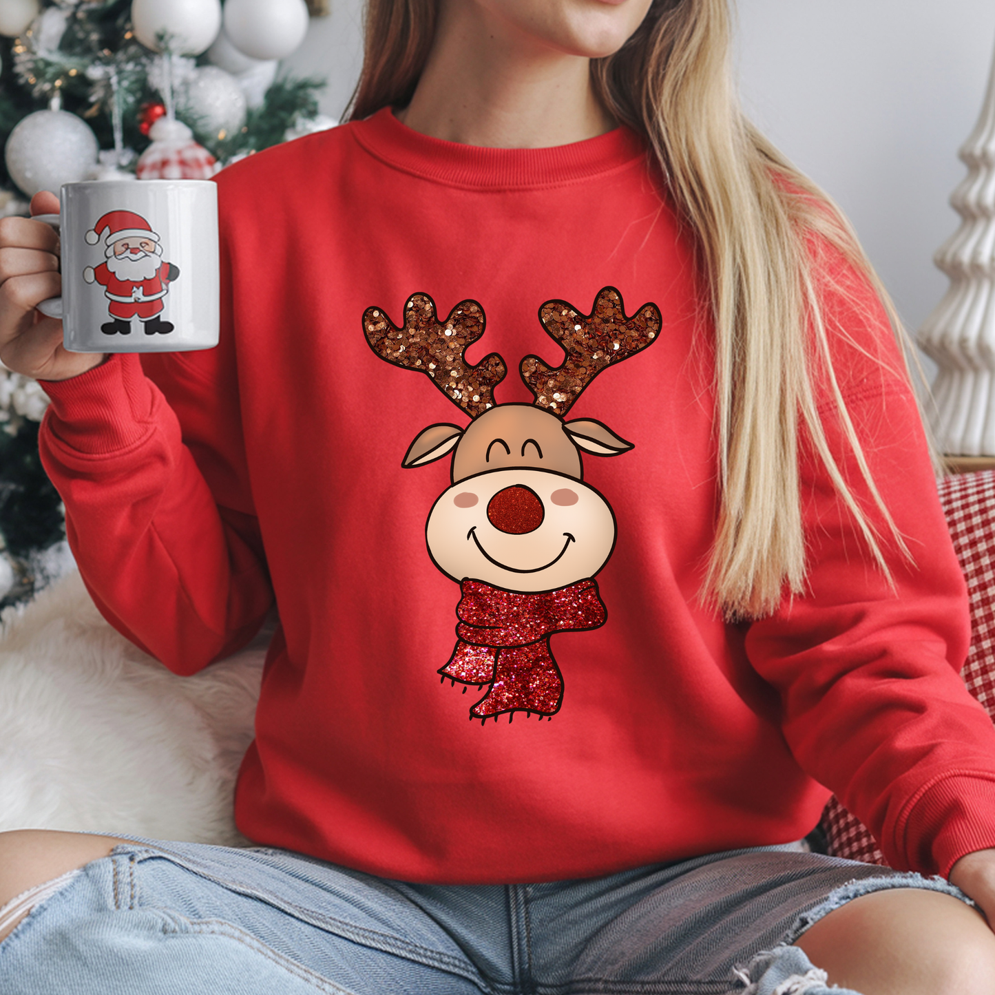 Glitter Reindeer DTF Print