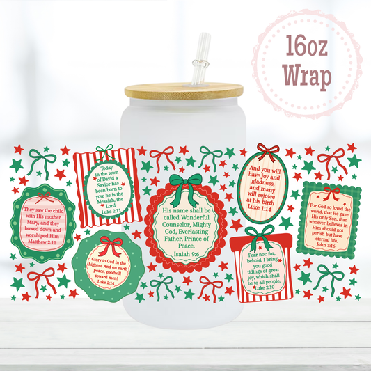 Birth of Jesus Bible Verses 16oz UVDTF Cup Wrap