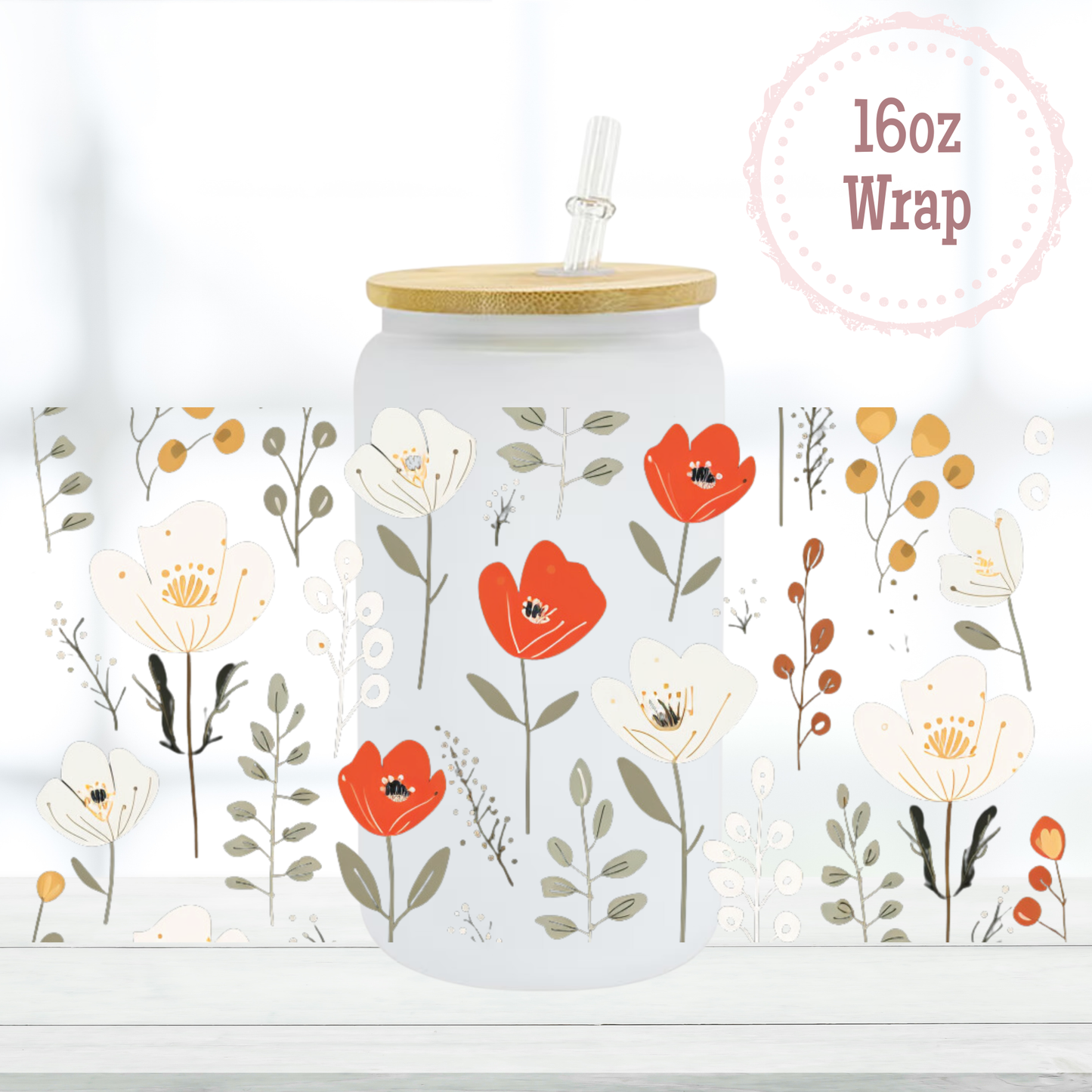 Flowers 16oz UVDTF Cup Wrap