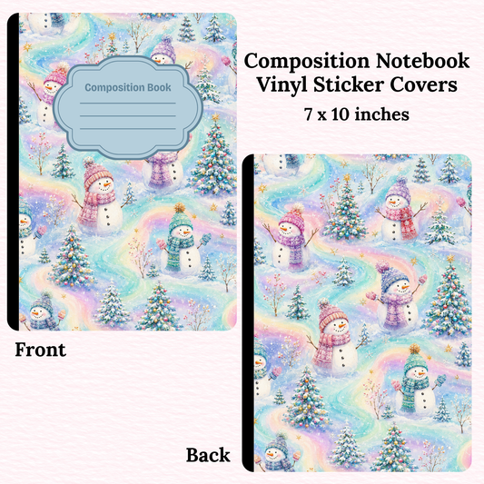 Blue Snowmen Composition Notebook Vinyl Cover