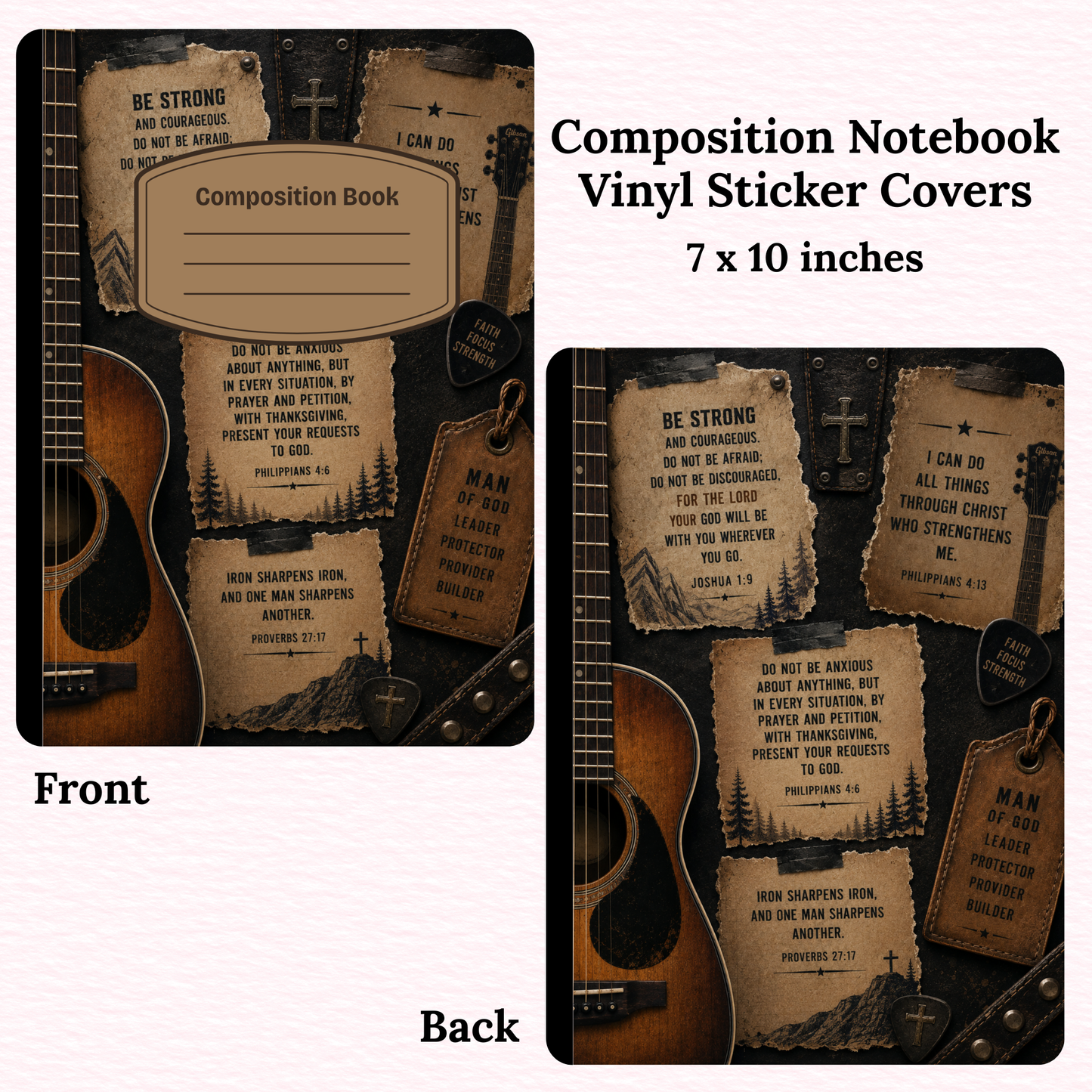 Guitar Bible Verses Composition Notebook Vinyl Cover