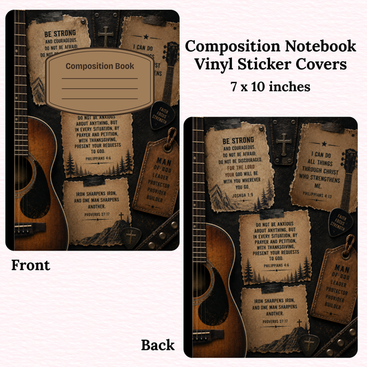 Guitar Bible Verses Composition Notebook Vinyl Cover