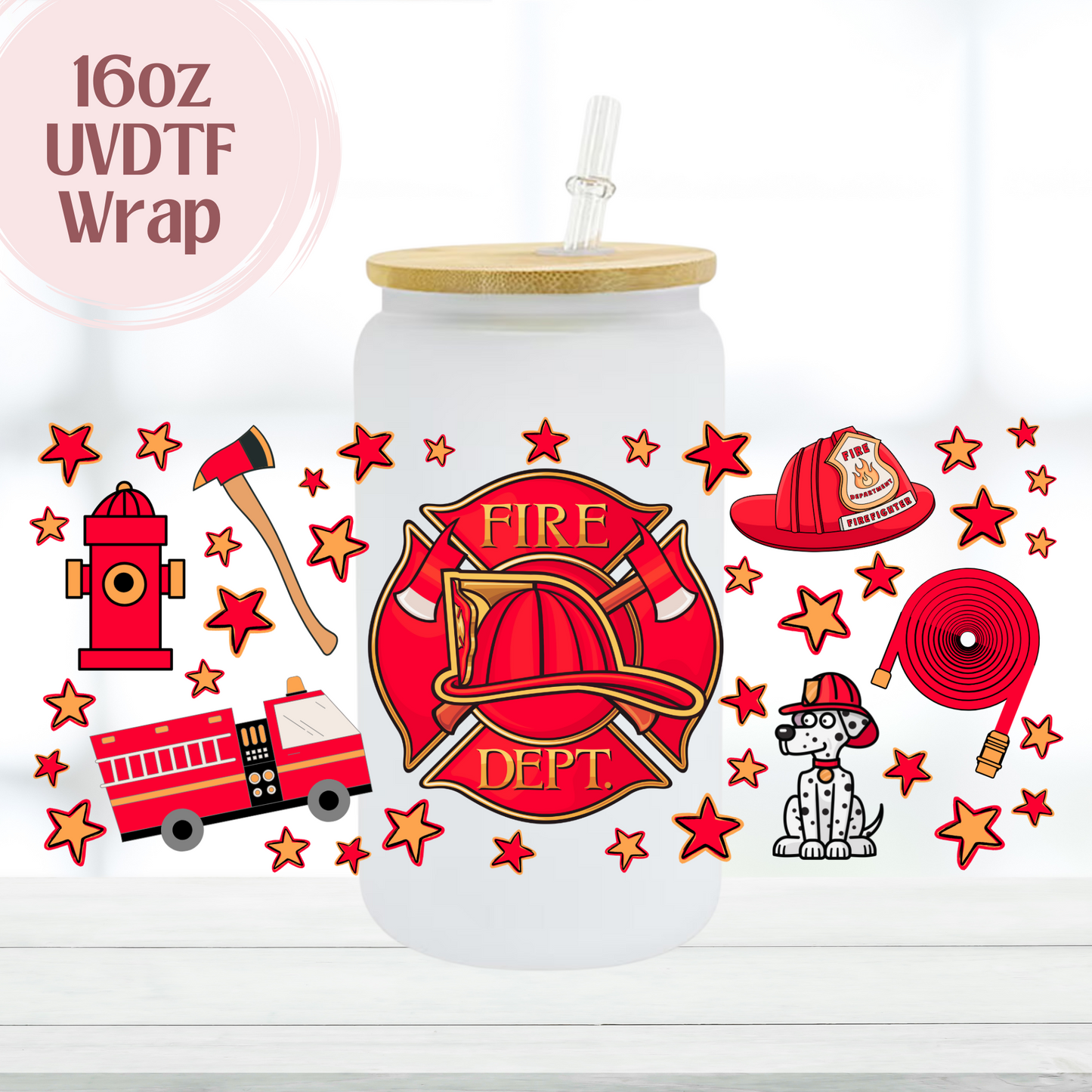 Firefighter Kids 16oz UVDTF Cup Wrap