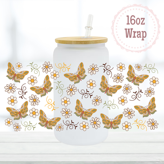 Boho Butterflies 16oz UVDTF Cup Wrap