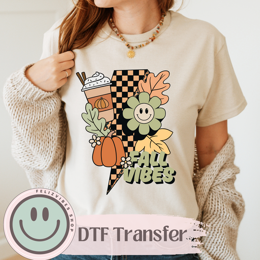 Fall Vibes Thunderbolt DTF Print