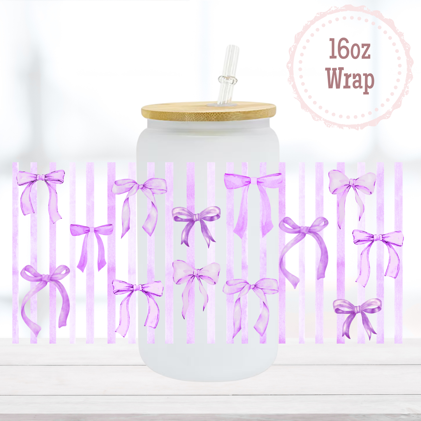Purple Bows 16oz UVDTF Cup Wrap