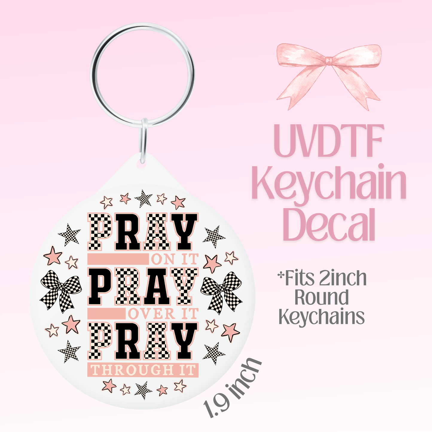 Pray On It Round Keychain Decal