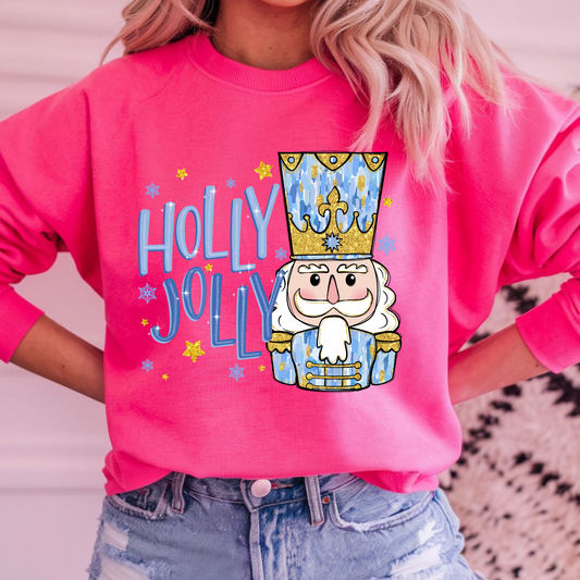 Holly Jolly Blue Nutcracker DTF Print