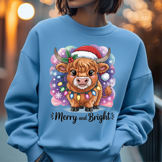 Merry & Bright Cow DTF Print