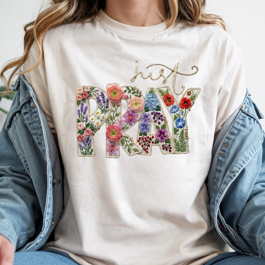 Just Pray Faux Yarn DTF Print