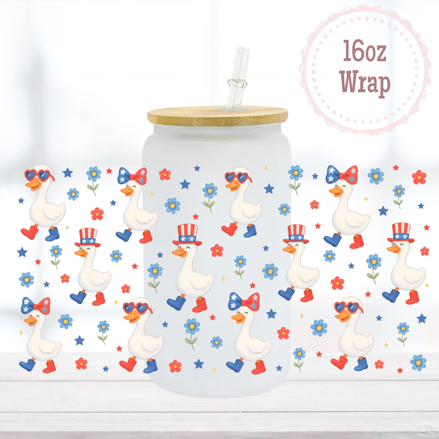 Patriotic Geese 16oz UVDTF Cup Wrap