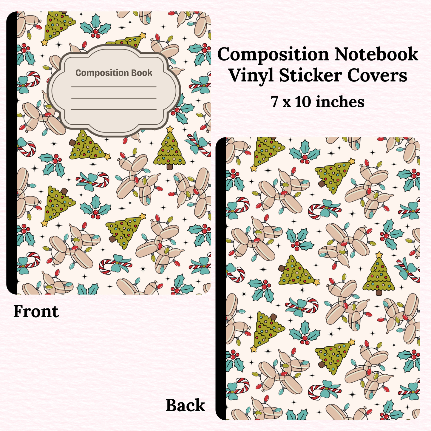 Christmas Balloon Dogs Composition Notebook Vinyl Cover