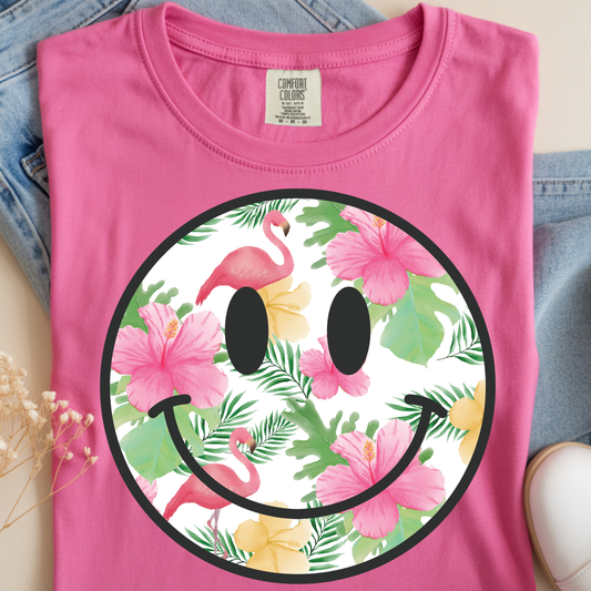 Flamingo Smiley DTF Print
