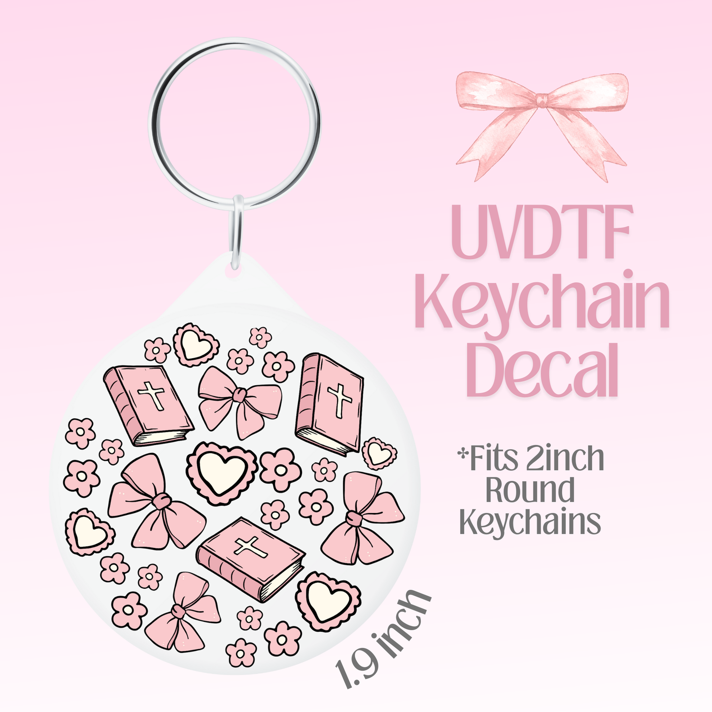 Pink Bibles Round Keychain Decal