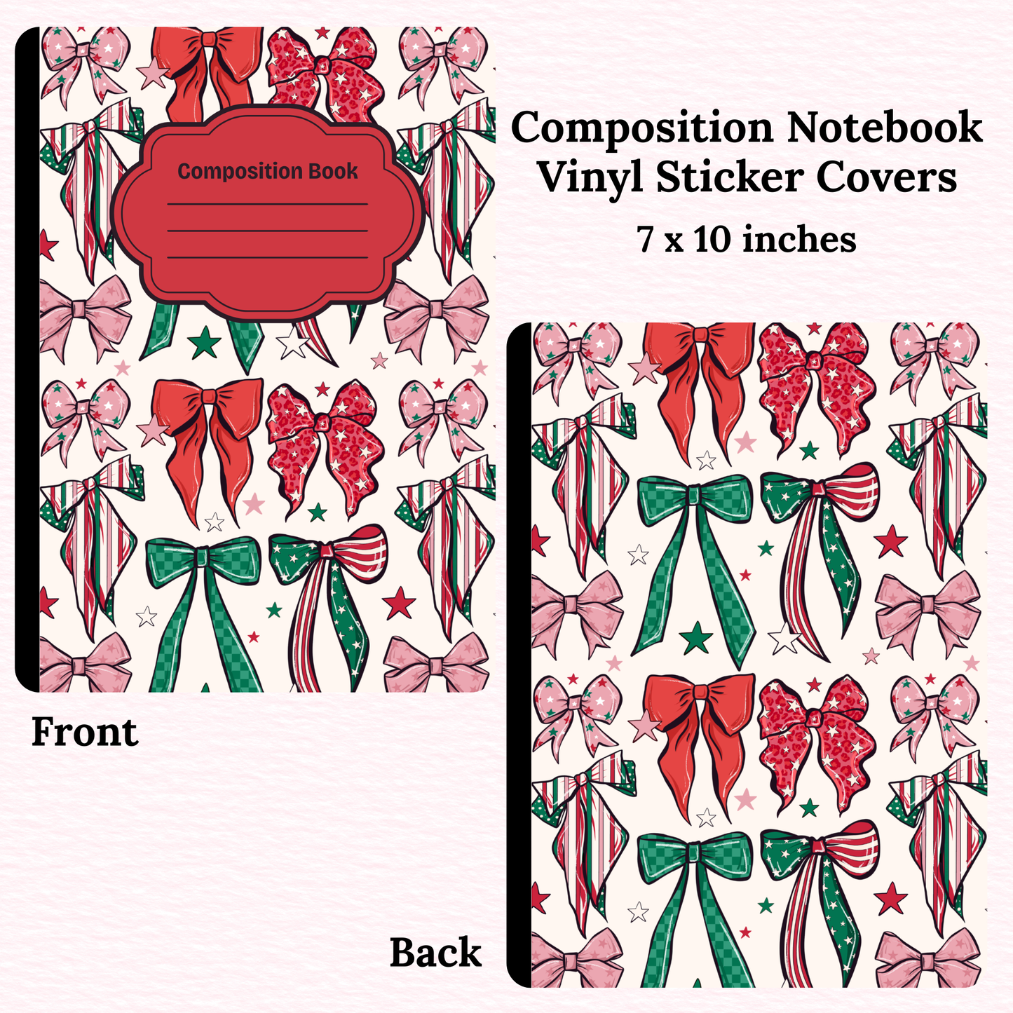 Christmas Bows Composition Notebook Vinyl Cover