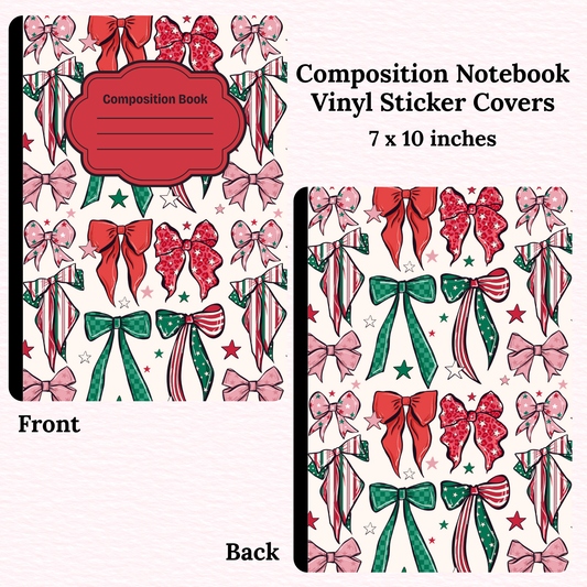 Christmas Bows Composition Notebook Vinyl Cover
