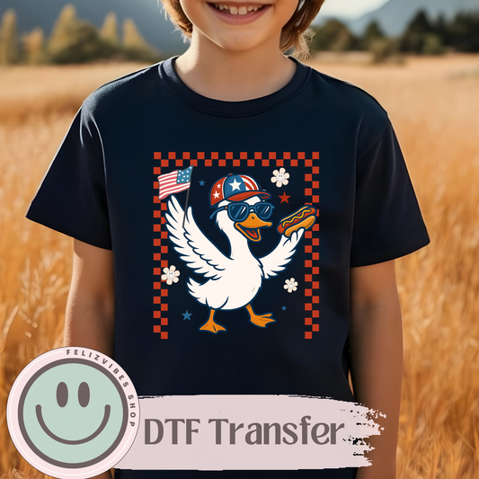 Patriotic Boy Goose Kids DTF Print