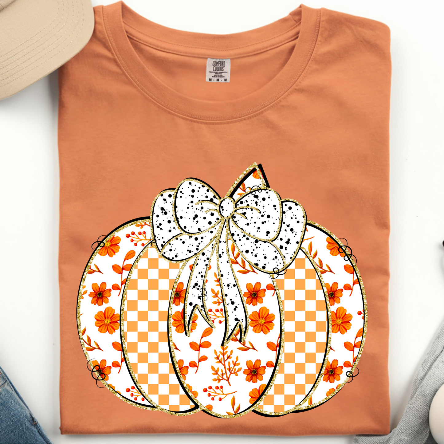Floral Pumpkin DTF Print
