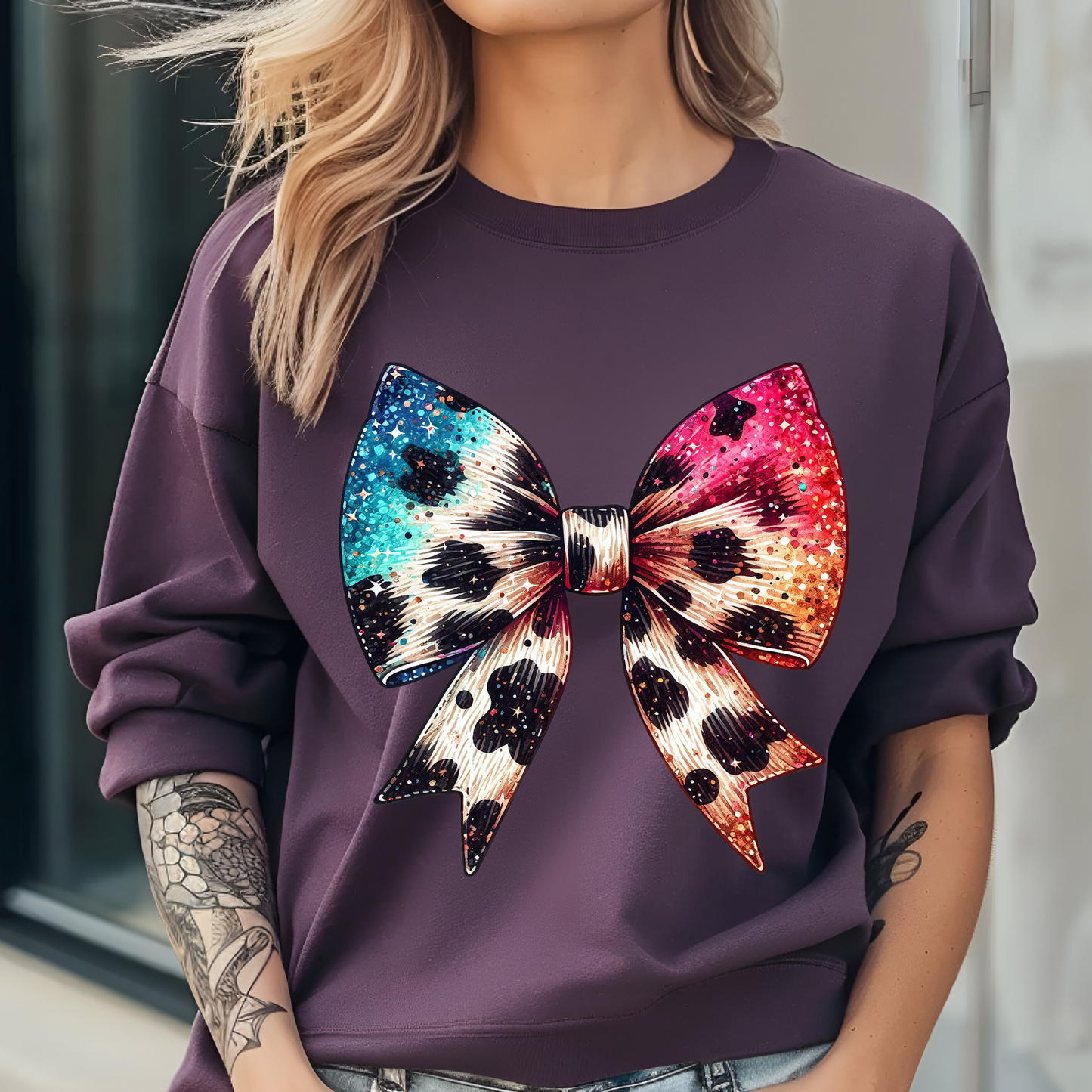 Cow Bow DTF Print