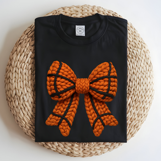 Basketball Faux Yarn Bow DTF Print