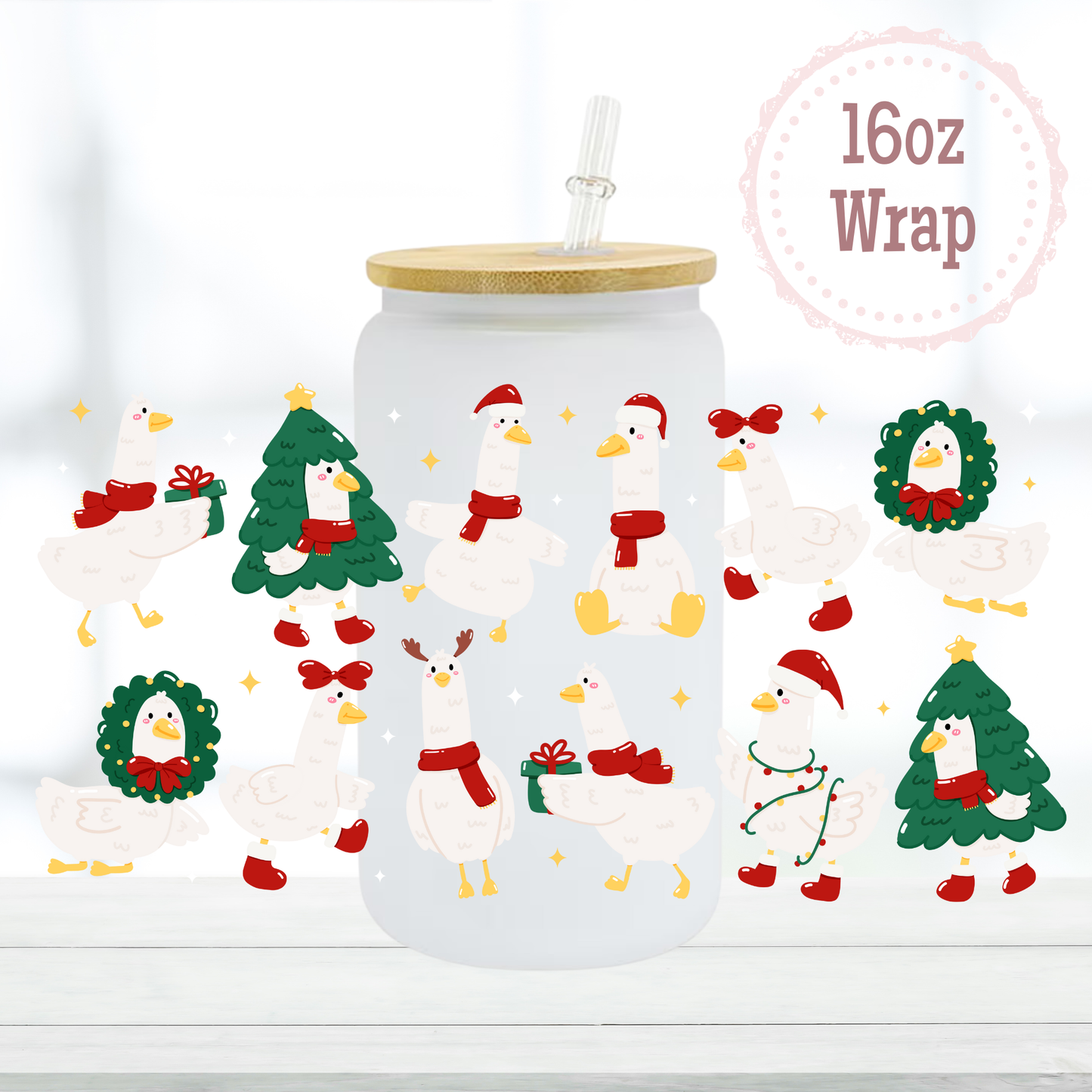 Christmas Geese 16oz UVDTF Cup Wrap