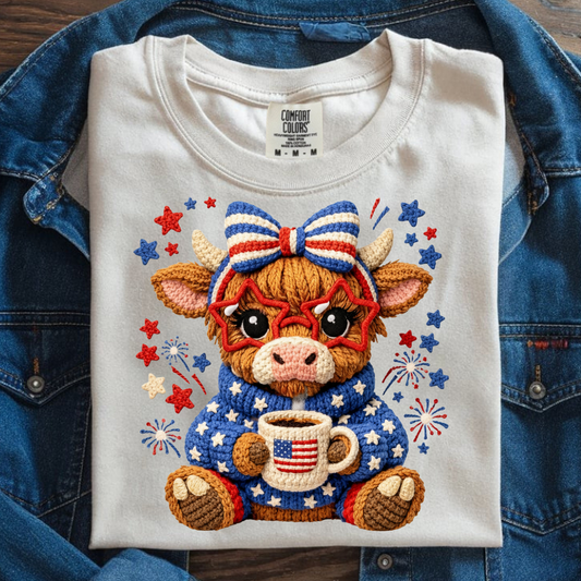 Faux Yarn Cow DTF Print