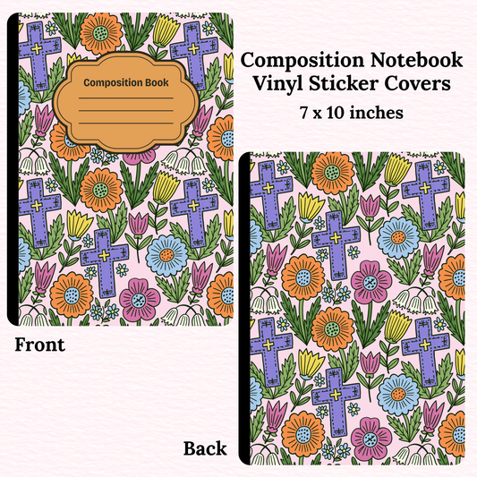 Floral Crosses Notebook Vinyl Cover