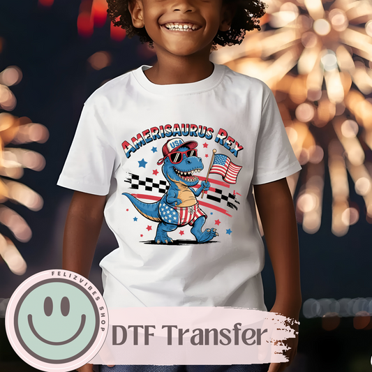 Patriotic Dino Kids DTF Print