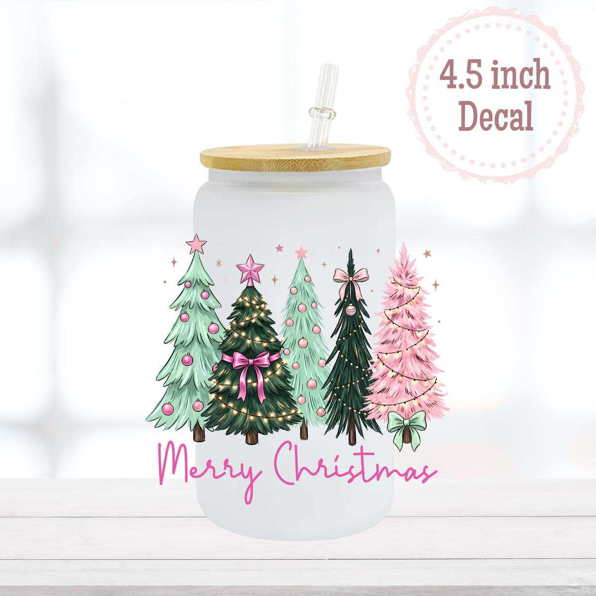 Pink Christmas UVDTF Decal