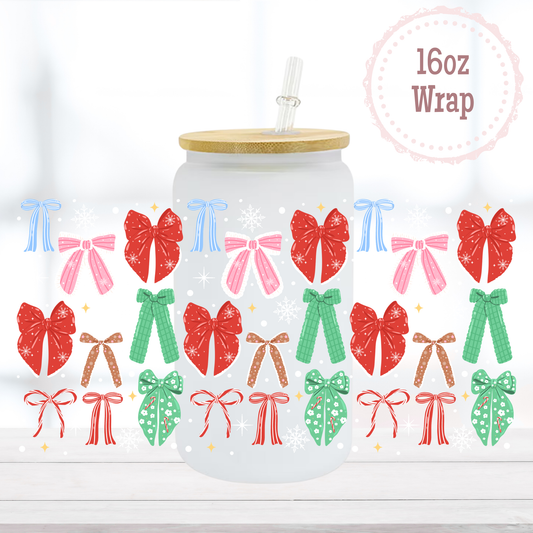 Christmas Bows 16oz UVDTF Cup Wrap