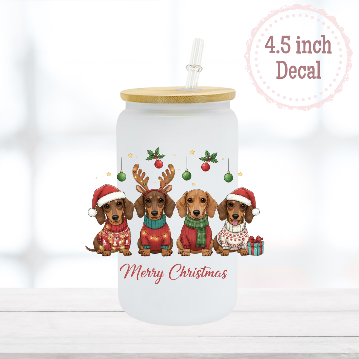 Christmas Dachshund UVDTF Decal