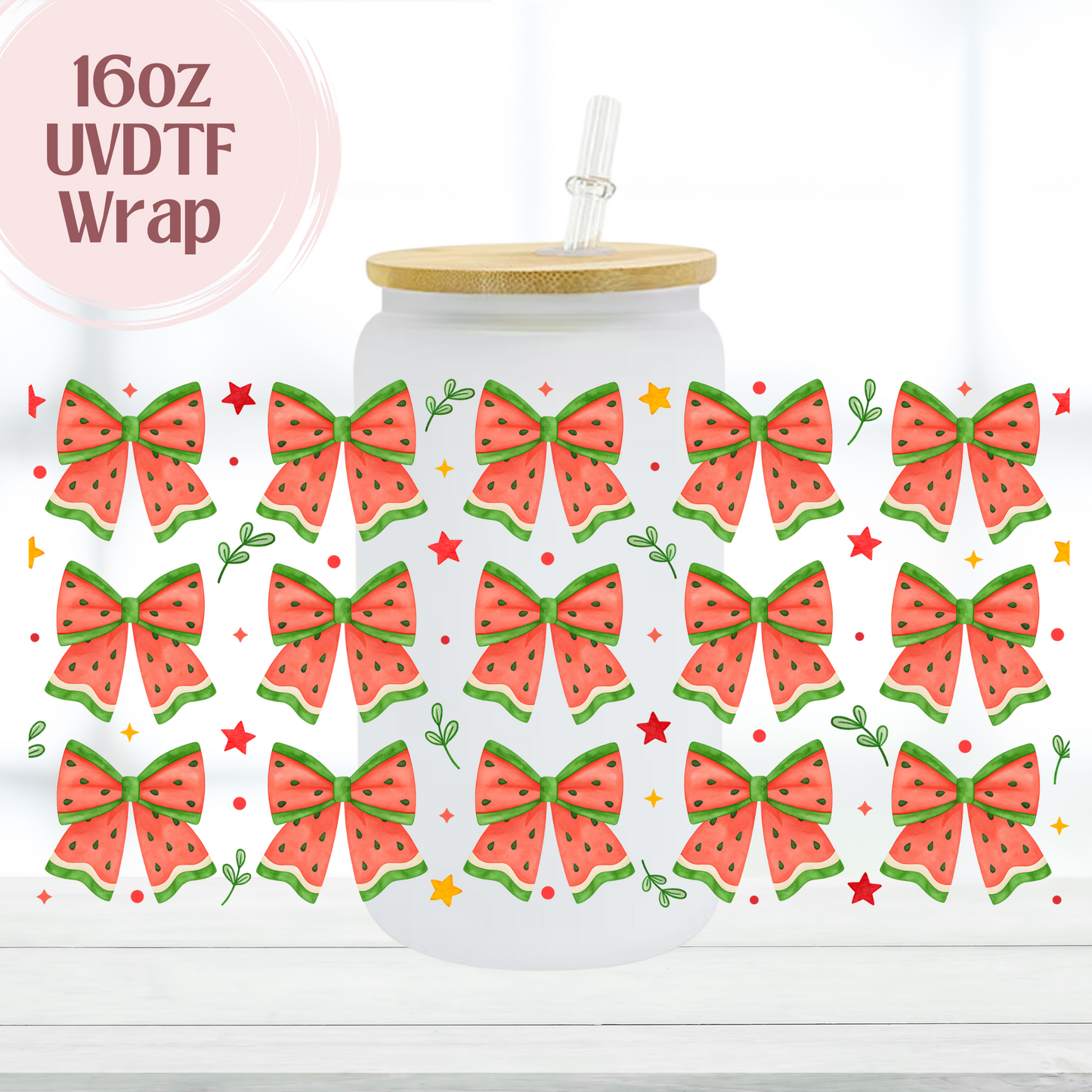Watermelon Bows 16oz UVDTF Cup Wrap