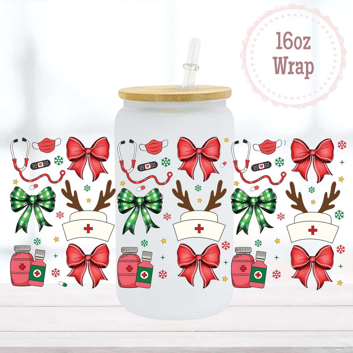 Medical Christmas 16oz UVDTF Cup Wrap