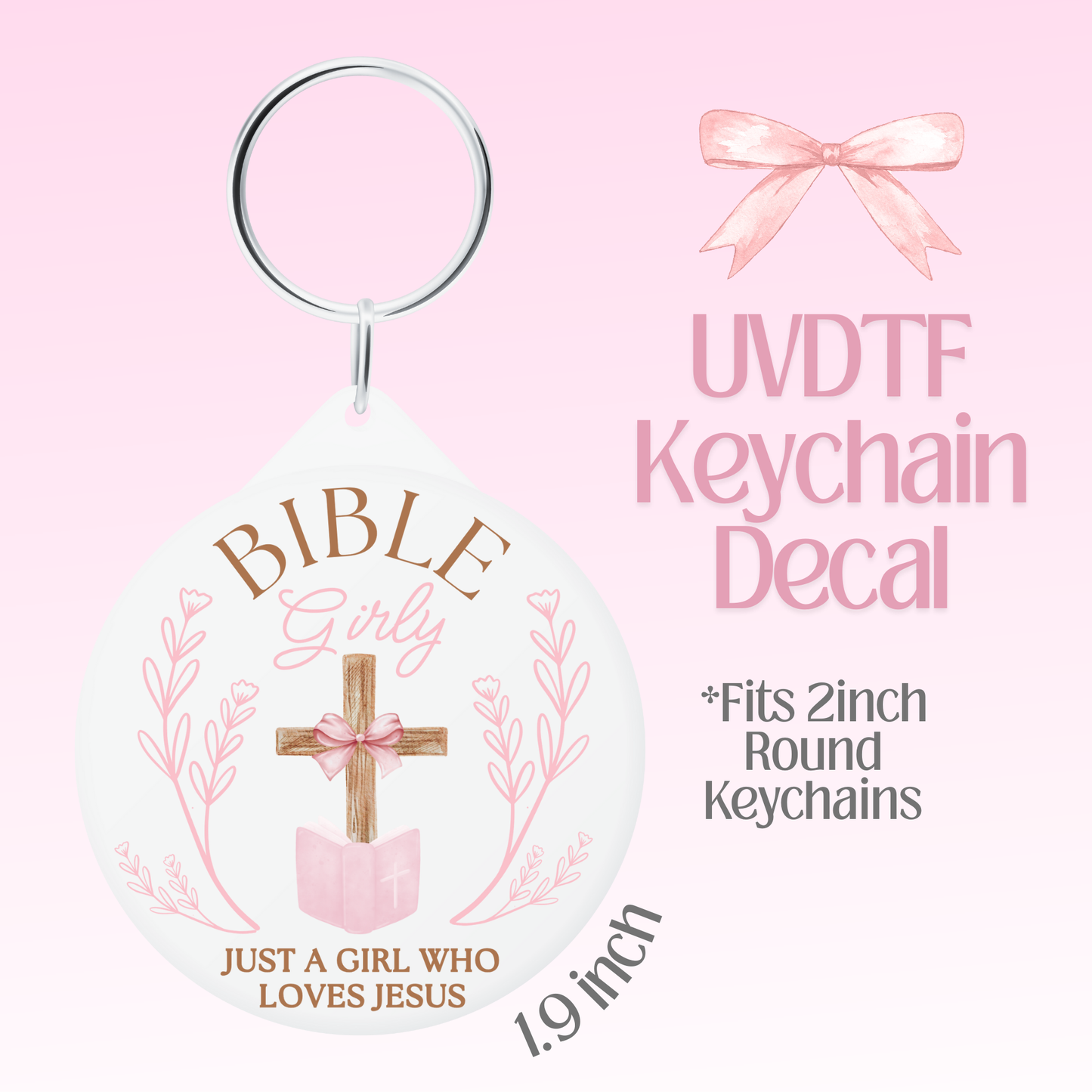Bible Girly Round Keychain Decal