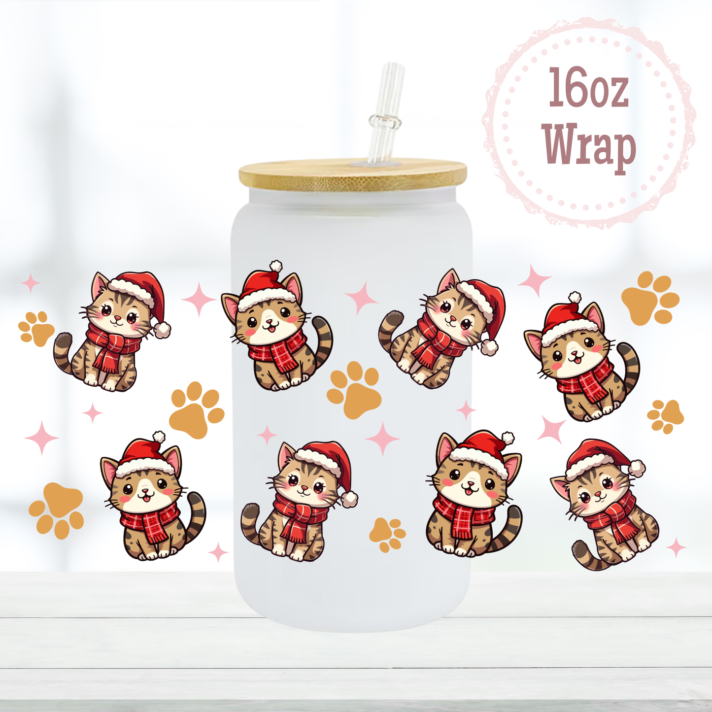 Christmas Cats 16oz UVDTF Cup Wrap