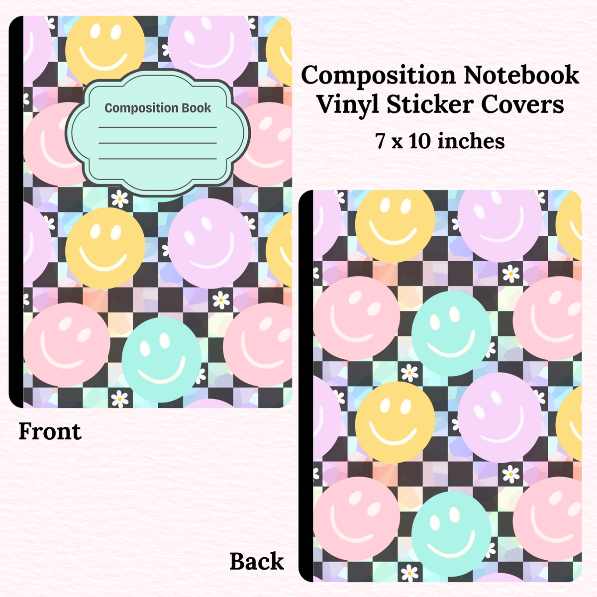 Pastel Smileys Composition Notebook Vinyl Cover