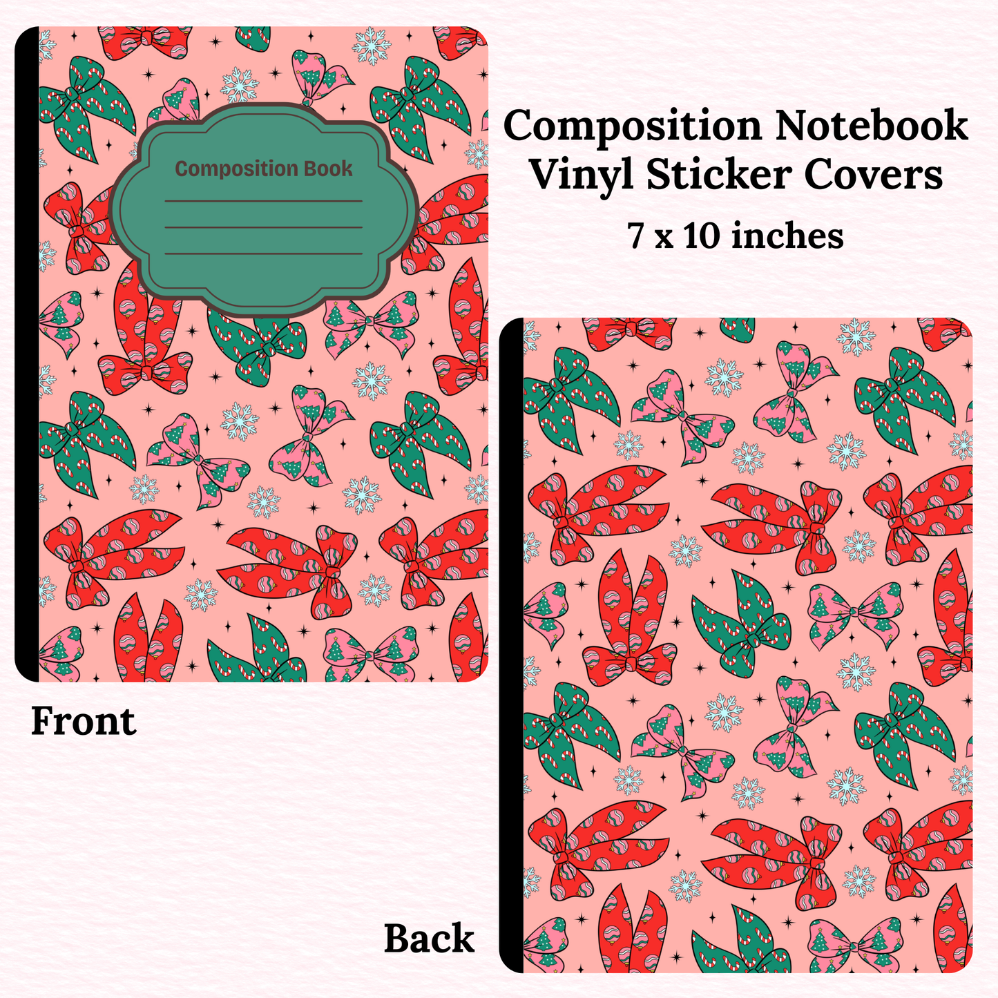 Christmas Bows Composition Notebook Vinyl Cover
