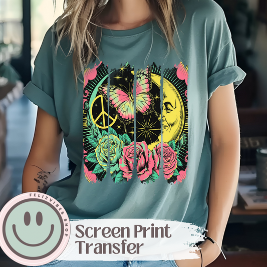 Moon & Flowers Screen Print
