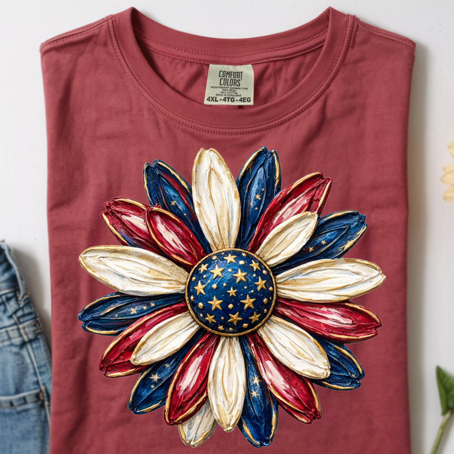Patriotic Flower DTF Print