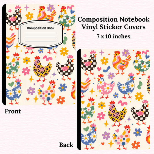 Colourful Chickens Composition Notebook Vinyl Cover