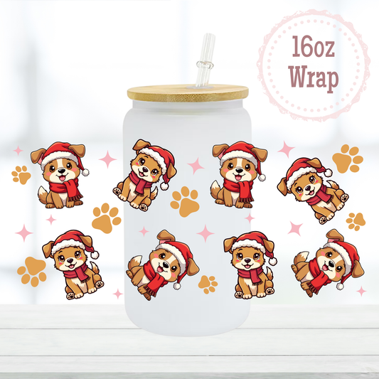 Christmas Dogs 16oz UVDTF Cup Wrap