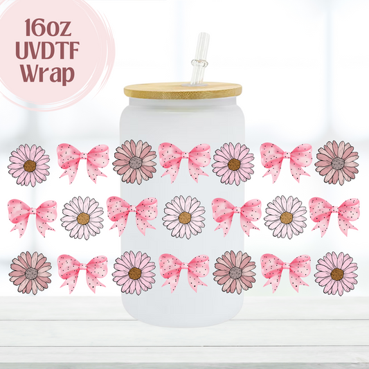 Pink Daisies and Bows 16oz UVDTF Cup Wrap