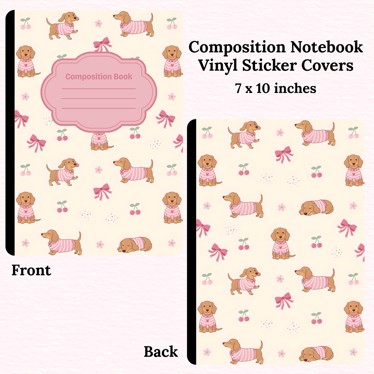 Pink Doggie Composition Notebook Vinyl Cover