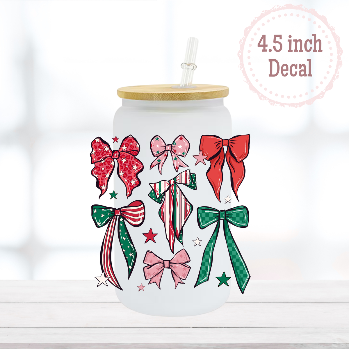 Red & Green Bows UVDTF Decal