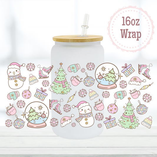 Pastel Cute Christmas 16oz UVDTF Cup Wrap