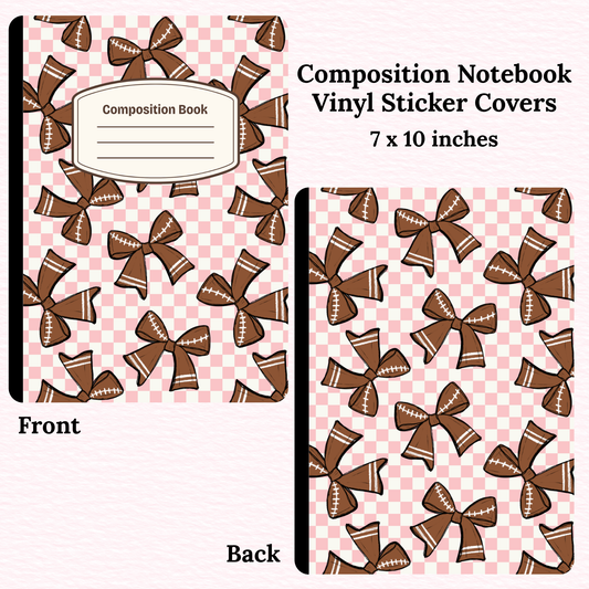 Football Bows Composition Notebook Vinyl Cover
