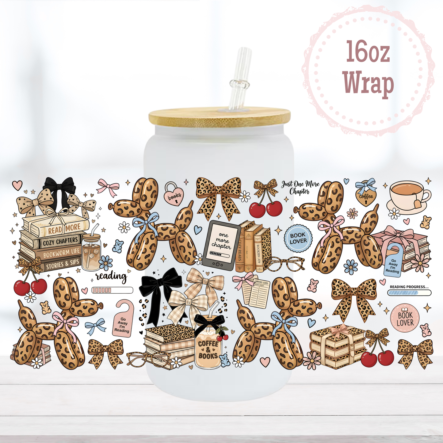 Animal Print Book Lover 16oz UVDTF Cup Wrap