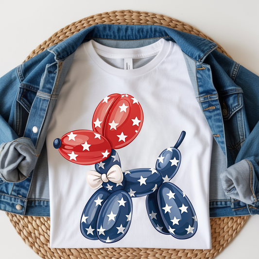 Patriotic Balloon Dog DTF Print