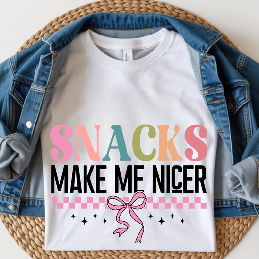Snacks Make Me Nicer Kids DTF Print